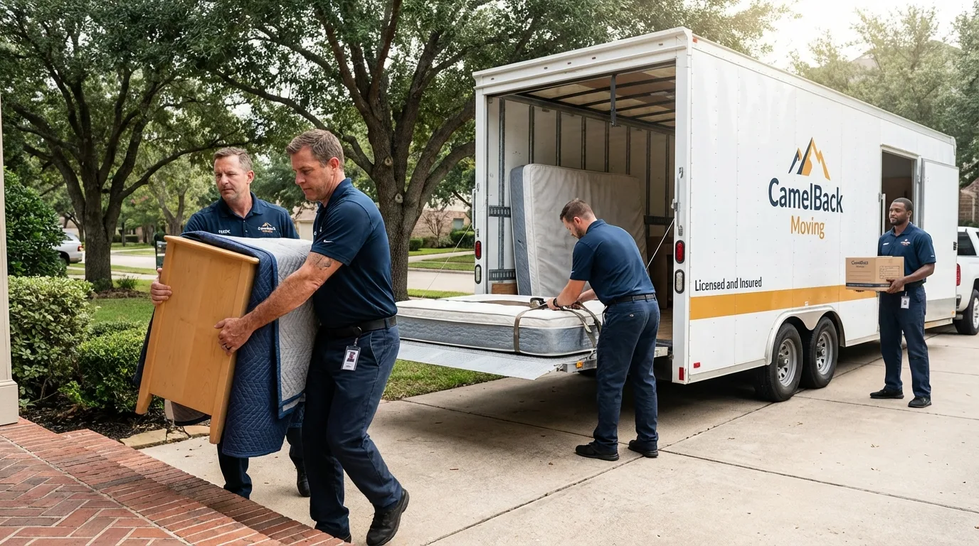 Crew loading residential truck for cross-state move from Gregory, SD