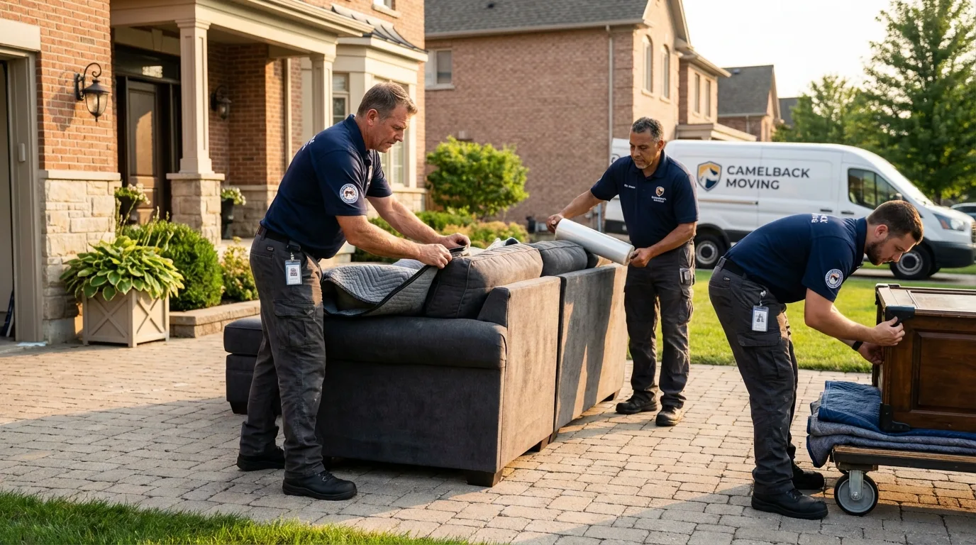 Large estate moving crew wrapping furniture in Gregory, SD