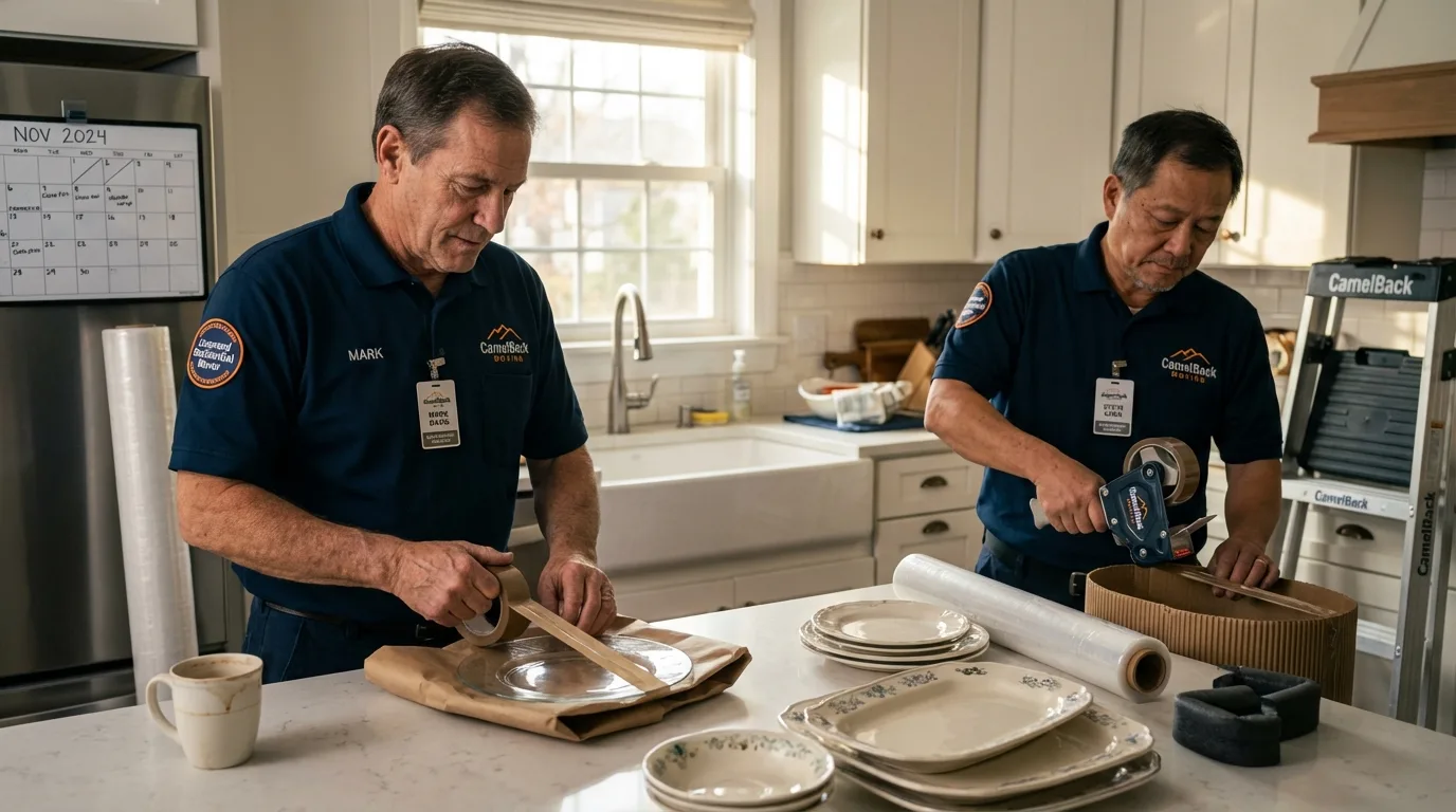Professional crew packing kitchen dishware in Gregory, SD