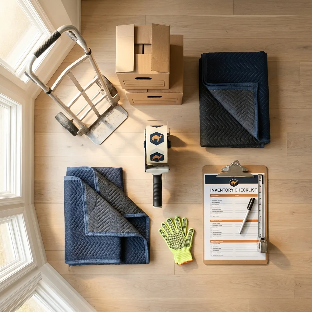 Professional moving supplies and packing materials layout for Gregory residential relocations
